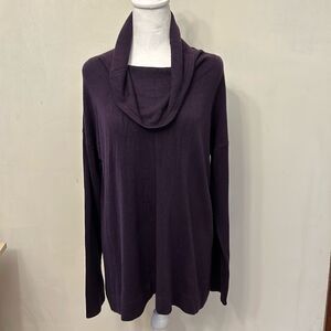 Debbie Morgan victorian purple pullover cowl neck sweater Size L New